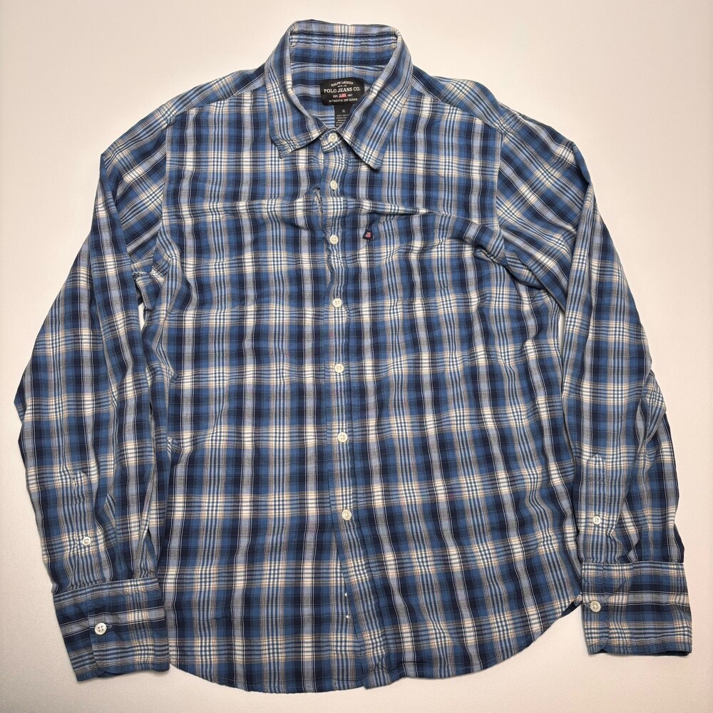 Polo Jeans Co. Ralph Lauren Men's XL Check Cotton Woven Button-Up